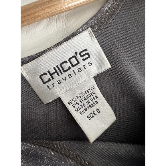 Chico's Travelers Retro Metallic Tank Gray Size 0 Small Neutral Elevated Modern - Picture 3 of 4